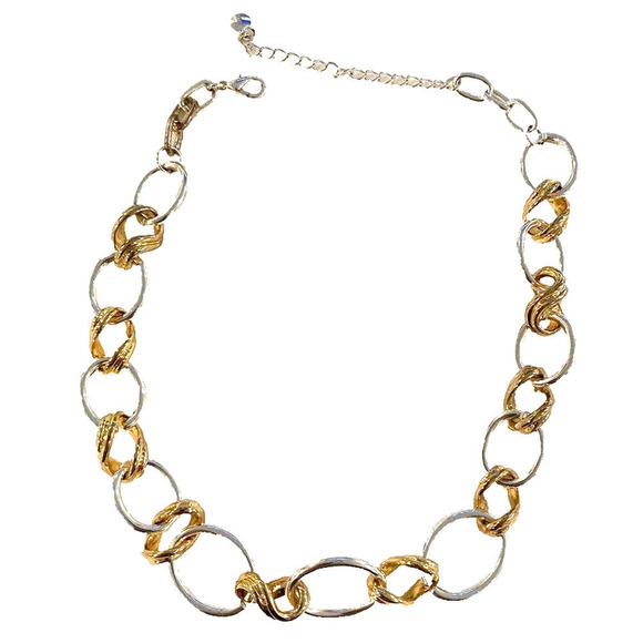 Chunky heavy Silver and gold 18" chain necklace - Picture 1 of 3